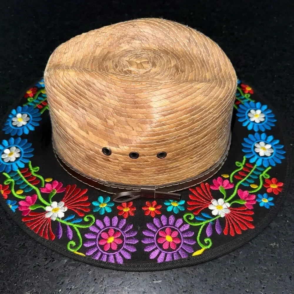 NEW artesanal embroided made in mexico Embroidered Floral Women's Hat ONE SIZE